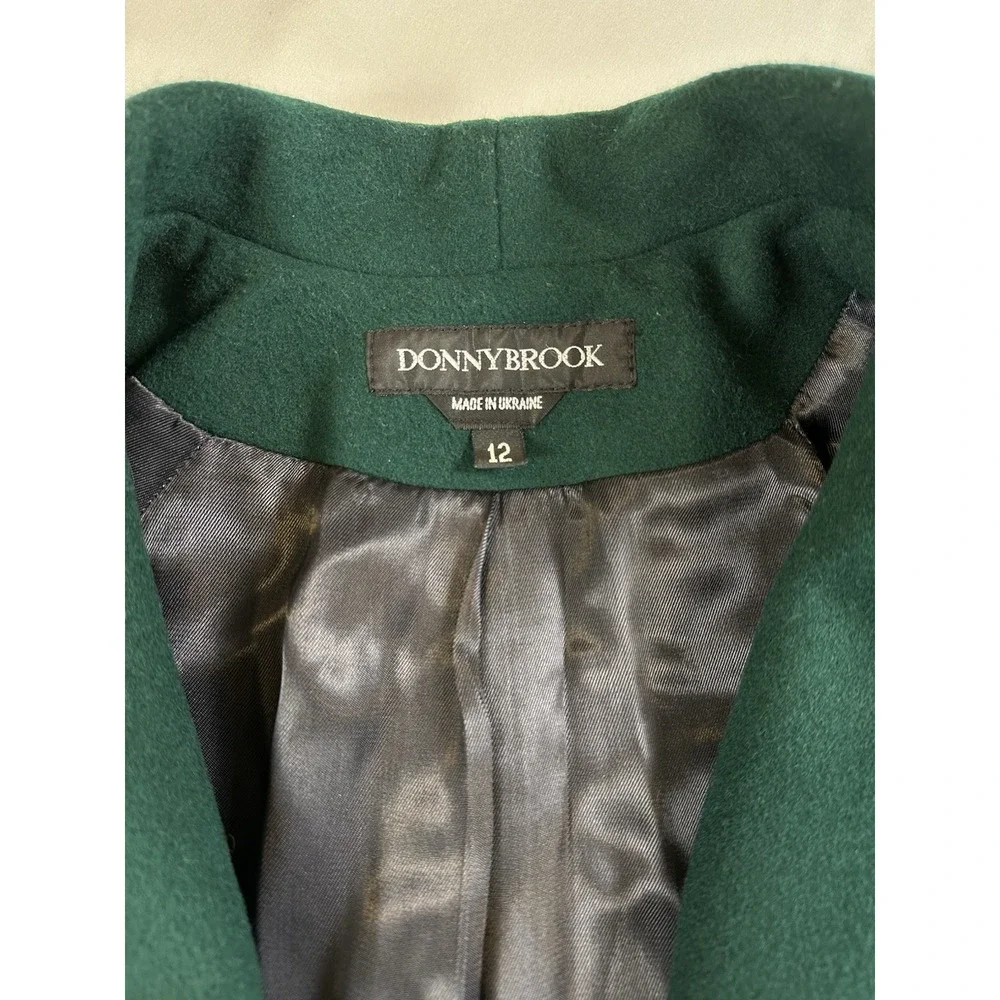 Vtg Donnybrook Emerald Green Double Breasted Blazer Gold Button Wool Blend Sz 12